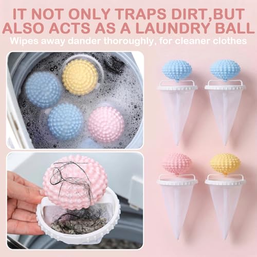 4PCS Hair Remover for Laundry - Floating Mesh Filter, Pet Dog & Cat Hair Catcher, Lint & Fur Remover for Washing Machine