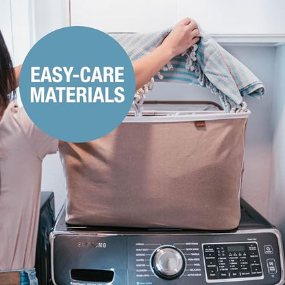 Collapsible Fabric Laundry Basket Premium, Mocha, 2 Pack - color: Mocha Cream