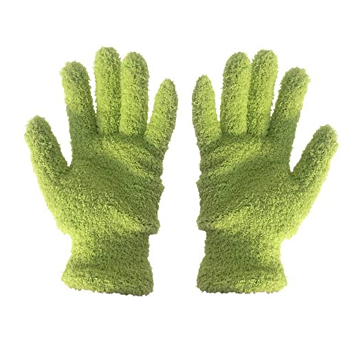 SagaSave Multi-Function Microfiber Gloves Cleaning Dusting Coral Fleece Home Cleaning Gloves Truck Auto Gloves - color: Green