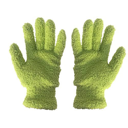 SagaSave Multi-Function Microfiber Gloves Cleaning Dusting Coral Fleece Home Cleaning Gloves Truck Auto Gloves - color: Green