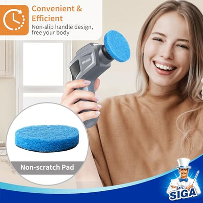 MR.SIGA Non Scratch Pad Refills for Electric Spin Scrubber, 10 Pack