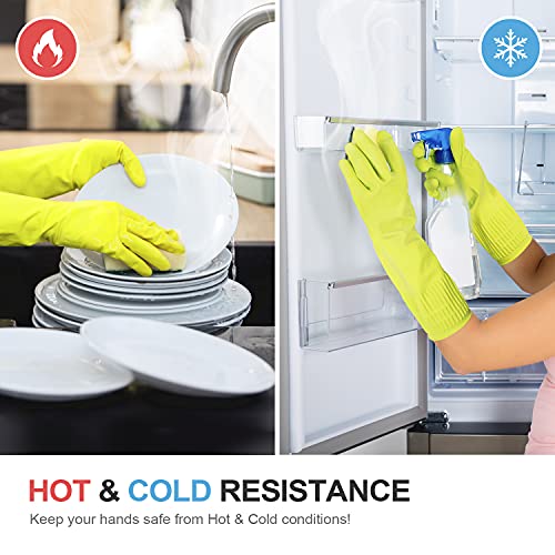 Mamison Rubber Dishwashing Gloves, Non-Slip Kitchen, Green Large, 2 Pairs - color: Green, size: Large (Pack of 2)