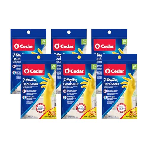 Playtex HandSaver Reuseable Rubber Cleaning Gloves (X-Large, 6 Pairs), Everyday Protection Reusable Household Gloves