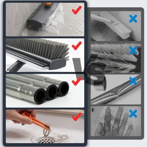 Masthome 3 in 1 Floor Scrub Brush with Long Handle 53.7" - color: Gray