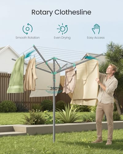SONGMICS Umbrella Drying Rack, Foldable Outdoor Clothesline for 4 Loads - size: 54.8"D x 54.8"W x 71.7" H, style: Standard (Steel)