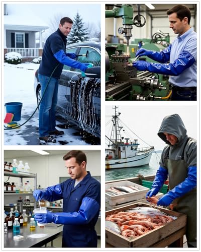 Long Water Proof Rubber Gloves with Cotton Lined, Elbow Length Chemical Resistant Gloves,Large - size: 25 Inch