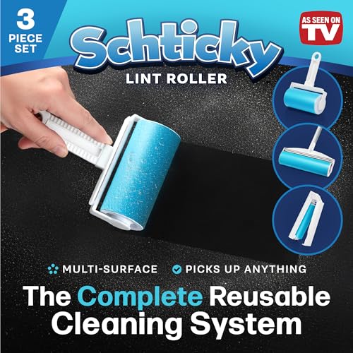 Schticky 3-Piece Lint Roller Set, Reusable & Washable, Pet Hair Remover