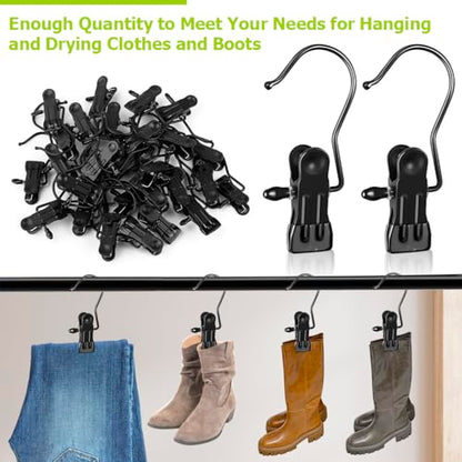 30Pcs Boot Hangers for Closet, Black, Heavy Duty