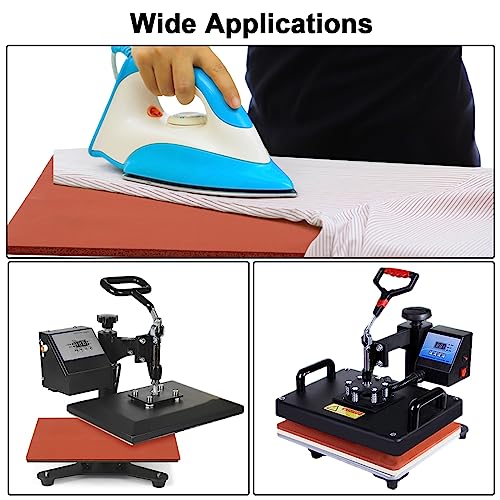 15 x 15 Inch Silicone Heat Press Mat Pad, 0.3” Thickest Silicone Pad for Heat Press Machine, Flat Heat Transfer Press Replacement Pad - color: Mat