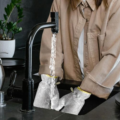 2 Pairs Dish Sponge Dishwashing Gloves, Non Scratch Dish Scrubber Dish Gloves, Waterproof Kitchen Scrub Sponges for Cleaning Dishes Pots Pans, 24x16cm/9.45x6.3in, Silver