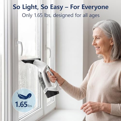 Window Vacuum Squeegee with Extendable Pole 31-40", Electric Cleaner Tool