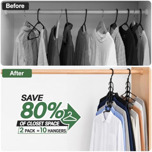 HOUSE DAY Space Saving Hangers 6 Pack with 50 Pack Plastic Hangers, Black - color: Black, size: 56 Pack
