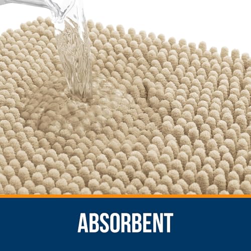 OLANLY Toilet Rugs U-Shaped 20x20, Soft Absorbent Chenille Contour Rugs - color: Beige, size: 20" X 20" Contour Rug
