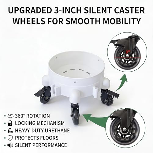 5 Gallon Bucket Dolly, 11in,3 Inch Silent Casters - color: White