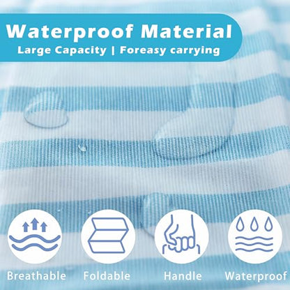 3 Pack Large Laundry Basket ，75L Waterproof,Collapsible Laundry Hamper with Extended Handles for Clothes in the Family Dorm (Blue，Grey，Pink)