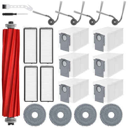 QV 35A Replacement Parts for Roborock QV 35A QV 35S QR 598 QR 798 Robotic Vacuum Cleaner with 1 Roller Brush,4 Mops,4 HEAP,4 Side Brushes,6 Dust Bags,1 Screwdrivers,1 Clean Brush Accessories - color: 21 Pack Sets