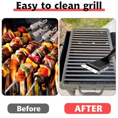 9 Pieces Grill Brush and Scraper Stainless Steel Wire Grill Brush Extra Strong BBQ Cleaner Accessories Heavy Duty Barbecue Grill Cleaning Brush Cleaner (8 Inch)