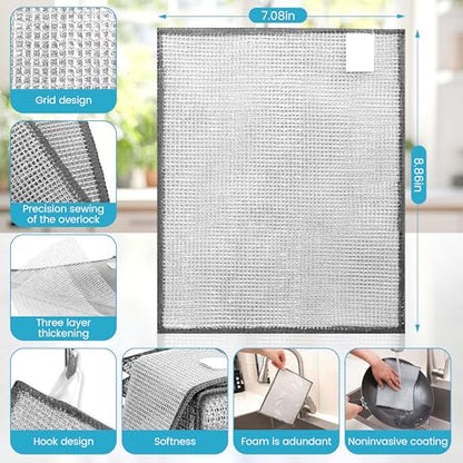Forggon Non Scratch Wire Dishcloth,New Upgrade 3-Layer,12pcs,7.08"X8.86" - color: 12pcs[three-laye], size: 7.08x8.86-12Pack