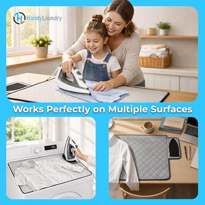 Handy Laundry Magnetic Ironing Mat, Change Any Flat Surface into an Ironing Board, Silicone Slip Resistant Iron Rest to Safely Place Your Hot Iron, Easy to Take Along When Traveling, (19 x 28 Inches) - style: Magnetic