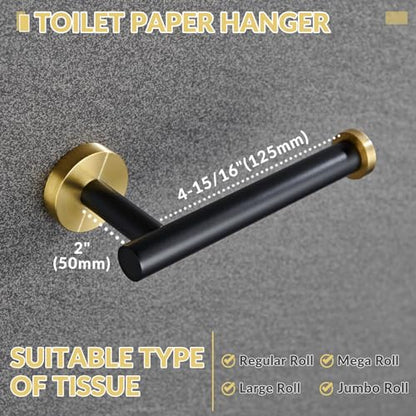 APLusee Toilet Paper Holder, Black & Gold, 304 Stainless Steel - color: Black & Gold