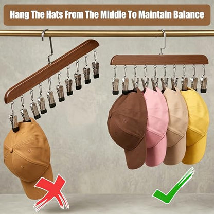 Legging Hangers for Closet Organizer - Pants Hangers with Clips Holds 20 Leggings - 360° Rotating Space Saving Non-Slip Legging Organizer for Closet Hanging Jeans, Shorts, Socks Brown 2 Pack