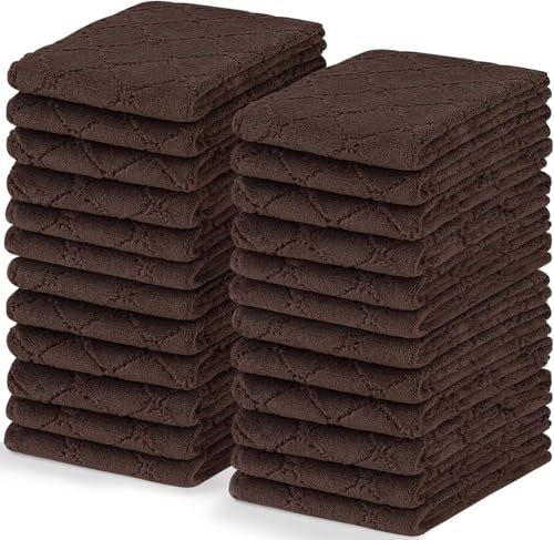 Homaxy 24 Pack Super Soft Absorbent Dish Towels, 10" x 20", Brown - color: Brown, size: 10 x 20 inch-24 pack