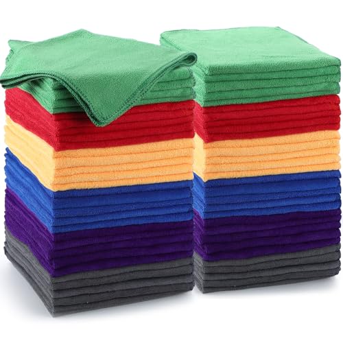 Nuenen Car Microfiber Clean Cloths, 6 Color, 16 x 16 Inch, 60 Pcs - color: 6 Color, size: 16 x 16 inches