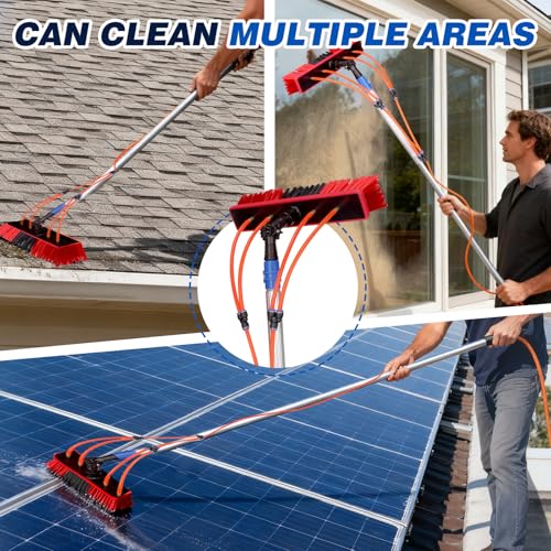 35FT Water Fed Pole Kit Adjustable Solar Panel Cleaning Kit Cleaner Tool for Window Glass Roof Outdoor Glass Brush Window Washing Equipment