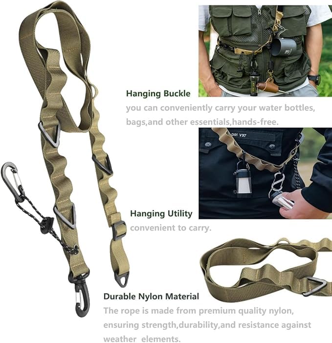 2-Pack Multifunctional Camping Utility Hanging Straps, Adjustable Tent Ropes, Outdoor Backpack Crossbody Shoulder Straps for Gear Storage, Trekking, Hammock Hanging Accessories