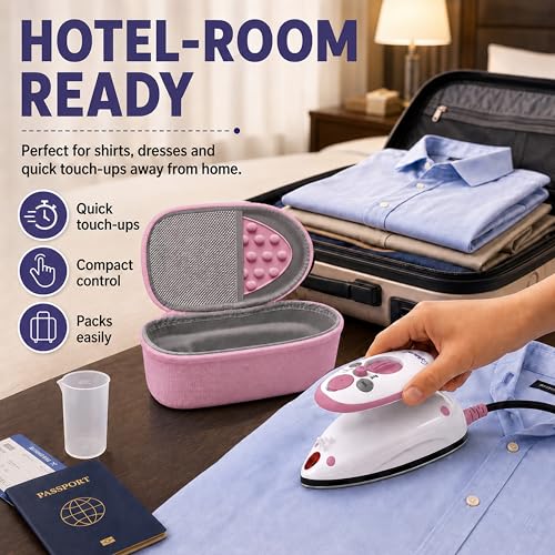 The Quilted Bear Premium Mini Steam Iron for Quilting and Travel, Pink - color: Pink, size: Premium Mini Iron Set