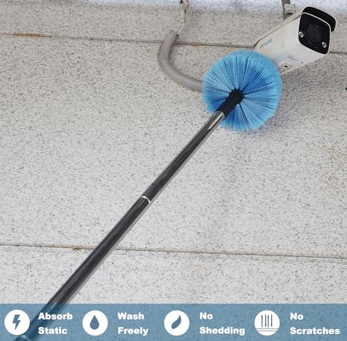 4 Pack Cobweb Duster Head Brush-Twist-On Spider Web Brush for Outdoor & Indoor Web Cleaning // Fits Standard Acme Threaded Poles // Cobweb Duster Brush Head Only-Blue - style: 4 PACK