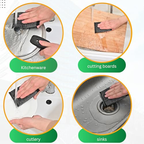 Steel Wool Scrub Sponges, Non Scratch Kitchen Dish Scrubbers - size: 6 Pack