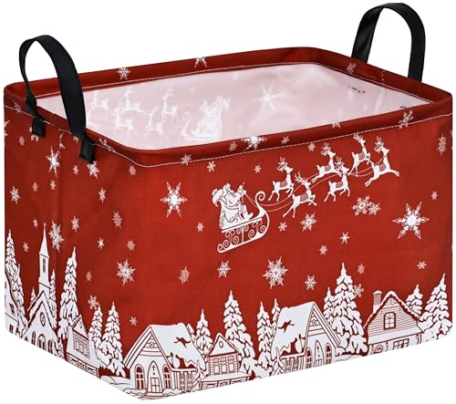 Christmas Basket Box Hamper Storage Basket Collapsible Organizer Bin Gift Shelf Baskets for Home and Kitchen Storage - color: Christmas deer