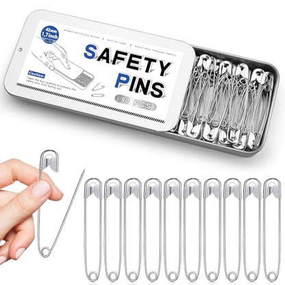 Jmuiiu 1.7 Inch/90Pcs Safety Pins, Durable Clothes Pins - size: 1.7 inch-90 pcs