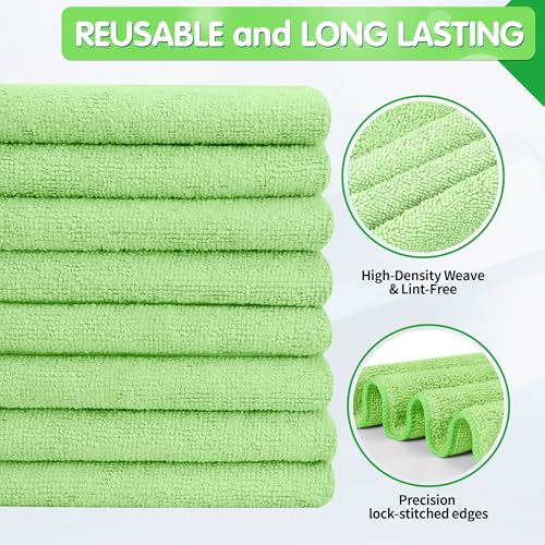 FIXSMITH Sage Green Microfiber Cleaning Cloth -Pack of 12, Highly Absorbent Cleaning Rags, 16"X12" All Purpose Cleaning Towels for Housekeeping, Kitchen, Car, Lint Free and Reusable Microfiber Towels - color: Sage Green, size: 12pk