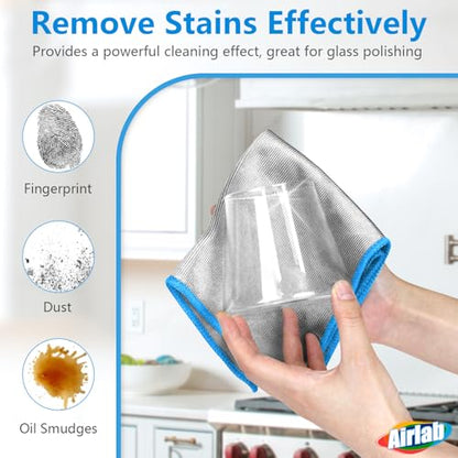Airlab Glass Polishing Streak Free Miracle Cleaning Cloth, Sliver-Blue - color: Sliver-blue