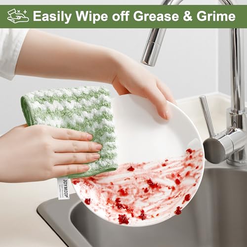 JOYMOOP Microfiber Cleaning Cloths – 18 Pack, 10" x 10", Green – Reusable, Lint-Free, Super Absorbent Towels for Kitchen, Car, and Household Cleaning - color: Green, size: 10"x10" - 18pcs