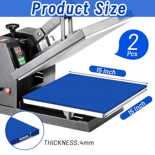 UNIFAMILY 2pack Heat Press Mat 15x15IN, Silicone Heat Press Pad, Blue Washable Double-Sided Heat Mat for Heating Press for Vinyl HTV Transfer, T-Shirt Iron, Heat Press Mats - color: Blue