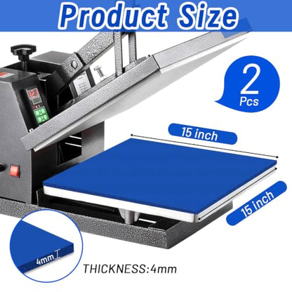 UNIFAMILY 2pack Heat Press Mat 15x15IN, Silicone Heat Press Pad, Blue Washable Double-Sided Heat Mat for Heating Press for Vinyl HTV Transfer, T-Shirt Iron, Heat Press Mats - color: Blue
