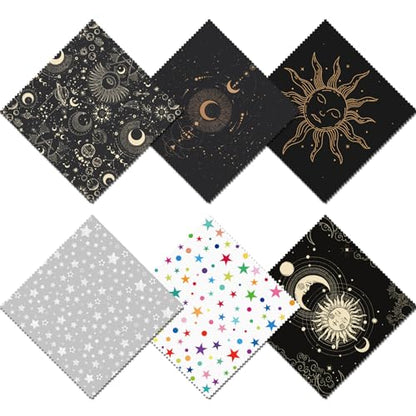 6 PCS Glasses Cleaning Cloth Eyeglass Cleaning Cloth Lens Eyeglasses Microfiber Cute Aesthetic Cloth for Unisex Women Girls Reusable Phone Screens Camera Multi-Patterns(6.3"x6.3")-Sun Moon Star - color: N5-sun Moon Star