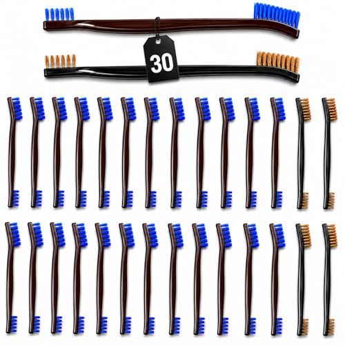 30 Pack Gun Cleaning Brushes Set Included:25 Nylon7-Inch Double-Ended Cleaning Brushes with Plastic Handle-5 Wire Brushes