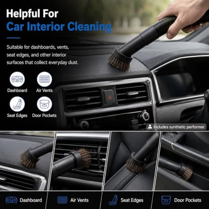 Vacuum Brush Attachment,Horse Hair Round Dust Brush with Universal Adapter - size: 1.25 inch-6pcs