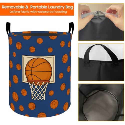 Basketball Oxford Cloth Laundry Basket with Handles 19.7"X15.7" - color: Basketball