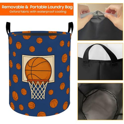 Basketball Oxford Cloth Laundry Basket with Handles 19.7"X15.7" - color: Basketball