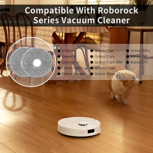 8 Pack Microfiber Mop Cloth Pad Set for Q Revo, Qrevo MaxV, Qrevo S, Qrevo Pro, Qrevo Slim,Qrevo Curv,Qrevo S5V,Qrevo Edge S5A,Qrevo Master,Saros 10R,QV35A,QV 35S Roborock Robot Vacuum Mop Accessories - size: Qrevo S5V Mop-8pcs