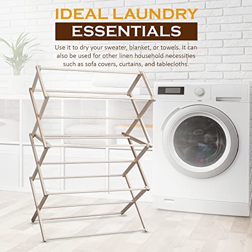 Peaceful Classics Wooden Folding Laundry Rack, 38x30x13 - size: Small