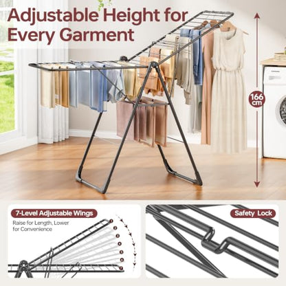 APEXCHASER Clothes Drying Rack, Large Capacity Drying Rack Clothing - color: Jet Black