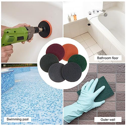 HARFINGTON 8pcs Drill Power Brush 4 Inch Tile Scrubber Scouring Pads 180-240 Grit for Bathroom Kitchen Household Cleaning - color: Green, size: 180-240 Grit