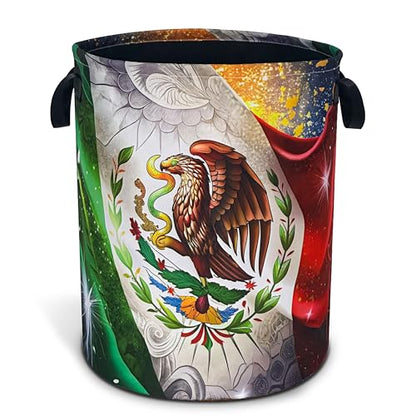 Flag Of Mexico Laundry Basket Foldable Oxford Cloth Hamper 18.9 x 16.5 Inch - color: Flag Of Mexico