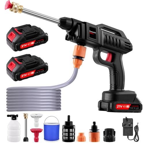 Cordless Portable Washer, Handheld Washer, Battery Operated Washer with 5M Elastic Hose for Car Home with Bucket - color: Black